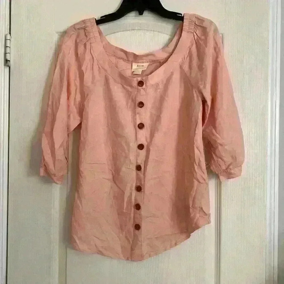Maeve Peach Button-Up Blouse - Picture 1 of 6